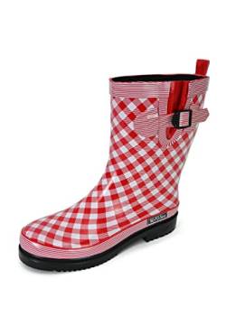 MADSea Damen Gummistiefel Ocean Checkered Halbschaft kariert, Farbe:rot, Größe:38 EU von MADSea