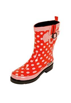 MADSea Damen Gummistiefel Ocean Halbschaft, Rot mit weißen Punkten, 38 EU von MADSea