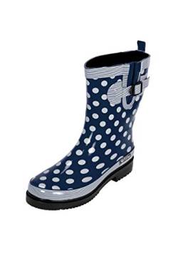 MADSea Damen Gummistiefel Ocean dunkelblau Punkte Halbschaft Regenstiefel, Größe:41 EU, Blau von MADSea