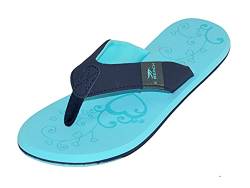 MADSea Damen Zehenstegpantolette Beach Woman | Zehentrenner Flip Flop Thong Sandale Badelatschen | Sommer Strand, hellblau/dunkelblau, 36 EU von MADSea