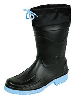 MADSea Herren Jungen Gummistiefel Nils-Hannes Halbschaft Regenstiefel, Farbe:schwarz/hellblau, Größe:41 EU von MADSea