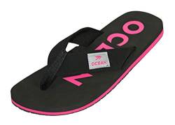 MADSea Unisex Zehenstegpantolette Ocean Zehentrenner Sandale schwarz Fuchsia pink, Farbe:Schwarz/Pink, Größe:37 EU von MADSea