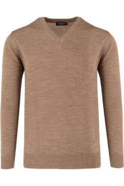 MAERZ Superwash Classic Fit Strickpullover V-Ausschnitt sahara, Einfarbig von MAERZ