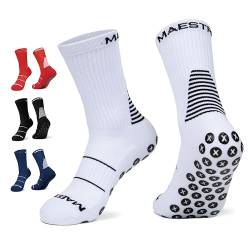 Maestro Grip Socken - Anti-Rutsch-Socken für Herren - Fußball, Basketball, Hockey, Fußball rutschfeste Socken, Weiss/opulenter Garten, Large von MAESTRO SPORTSWEAR