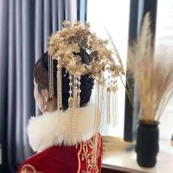 Chinesische Braut Kopfschmuck Tranditional Hochzeit Krone Haar Kamm Haarnadeln Set Bräute Costoume Xiuhe Haar Zubehör 062 von MAFSMJP
