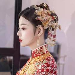 Chinesische Braut Kopfschmuck Tranditional Hochzeit Krone Haar Kamm Haarnadeln Set Bräute Costoume Xiuhe Haar Zubehör 068 von MAFSMJP