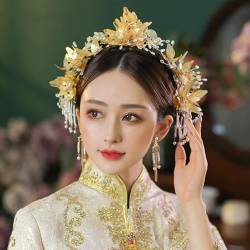 Chinesische Braut Kopfschmuck Tranditional Hochzeit Krone Haar Kamm Haarnadeln Set Bräute Costoume Xiuhe Haar Zubehör 074 von MAFSMJP