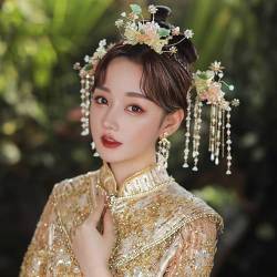 Chinesische Braut Kopfschmuck Tranditional Hochzeit Krone Haar Kamm Haarnadeln Set Bräute Costoume Xiuhe Haar Zubehör 075 von MAFSMJP