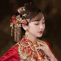 Chinesische Braut Kopfschmuck Tranditional Hochzeit Krone Haar Kamm Haarnadeln Set Bräute Costoume Xiuhe Haar Zubehör 079 von MAFSMJP