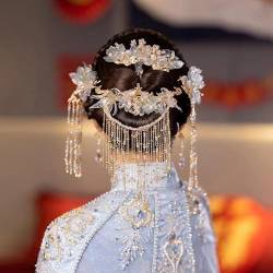 Chinesische Xiuhe Kleid Blau Kopfschmuck Braut Phoenix Haarnadel Set Hochzeit Kleidung Zubehör Blau von MAFSMJP