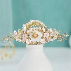 Damen Antike Perlen Blume Haar Krone Lange Quaste Haarnadel 2 Stück von MAFSMJP