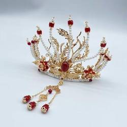 Damen Gold überzogene große Phönix lange Perlen Quaste Hairstick chinesische alte Kopfbedeckung C01 von MAFSMJP