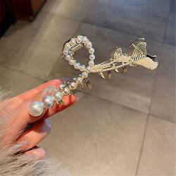 Exquisite Pearl Crystal Butterfly Shark Hair Clip Metal Hair Claws Clamps Hair Crab Hairpin Hair Accessories S4 von MAFSMJP