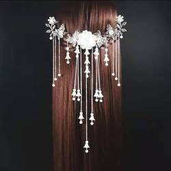 Silber Farbe Hanfu Kopfschmuck Ethnischen Stil Haarnadel Blume Quaste Fringe Kamm Haar Zubehör Für Frauen 038 von MAFSMJP