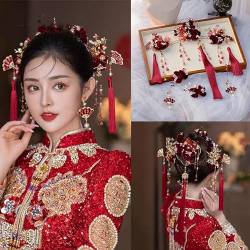 Winter Designs fleece Blume Mit Quaste Chinesische Braut Kopfschmuck Tranditional Hochzeit Haarnadeln Set Goldfarbe von MAFSMJP