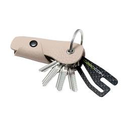 MAGATI Schlüsseletui Occhio Nero mit Einkaufswagenlöser aus Carbon | Key Organizer aus Leder für 1-6 Schlüssel, Geschenk für Damen & Herren, Beige von MAGATI