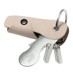 MAGATI Schlüsseletui Occhio Nero mit Einkaufswagenlöser für 1-6 Schlüssel | Key Organizer aus Leder, Flascheöfner, Fundservice, Geschenk für Damen & Herren, Beige von MAGATI