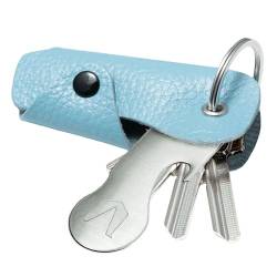 MAGATI Schlüsseletui Occhio Nero mit Einkaufswagenlöser für 1-6 Schlüssel | Key Organizer aus Leder, Flascheöfner, Fundservice, Geschenk für Damen & Herren, Hellblau von MAGATI