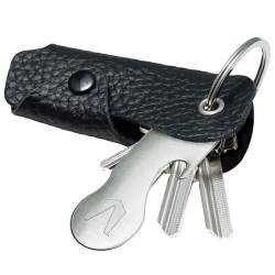 MAGATI Schlüsseletui Occhio Nero mit Einkaufswagenlöser für 1-6 Schlüssel | Key Organizer aus Leder, Flascheöfner, Fundservice, Geschenk für Damen & Herren, Schwarz von MAGATI