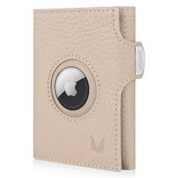 MAGATI Slim Wallet mit AirTag Hülle, Münzfach, RFID-Schutz - Mini Geldbörse Herren & Damen klein - il Santo Kartenetui - Kartenhalter Einkaufswagenchip-Fach Portemonnaie, Beige von MAGATI