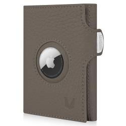 MAGATI Slim Wallet mit AirTag Hülle, Münzfach, RFID-Schutz - Mini Geldbörse Herren & Damen klein - il Santo Kartenetui - Kartenhalter Einkaufswagenchip-Fach Portemonnaie, Taupe von MAGATI