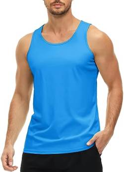 MAGCOMSEN Achselshirt Herren Ärmelloses Sport Tops Leicht Quick Dry Tankshirts Herren UV Outdoor Fitnessshirt Stringer Workout Gym Muskelshirt Azurblau 3XL von MAGCOMSEN