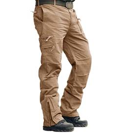 MAGCOMSEN Arbeitshosen Männer Stretch Cargohose Herren Chino Outdoorhose Military Radhose Combats Hose mit Zip Taschen Jagdbekleidung Baumwolle Wanderhose Braun 36 von MAGCOMSEN