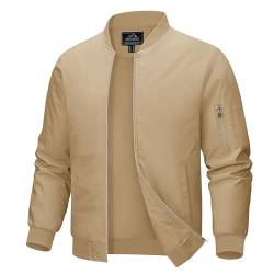 MAGCOMSEN Bomberjacke Dünn Herren Sommerjacke Leichte College Jacke Frühling Übergangsjacke für Männer, Khaki, XXL von MAGCOMSEN