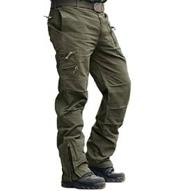 MAGCOMSEN Cargohose Herren Stretch Arbeitshosen Männer Baumwolle Tactical Hose Chino Funktionshose mit Seitentaschen Wanderhose Leichte Jagdhose Army Grün 32 von MAGCOMSEN