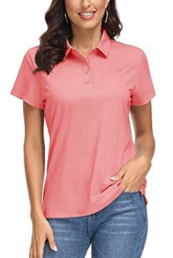 MAGCOMSEN Damen Golf Shirt Kurzarm Polo Sportshirt Outdoor Polohemd Tennis T-Shirt mit Polokragen Arbeitsshirt Poloshirt, Rosa XL von MAGCOMSEN