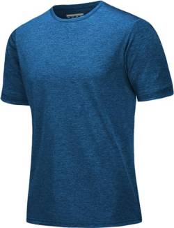 MAGCOMSEN Funktionsshirt Herren Kurzarm T-Shirt Quick Dry Sport Shirt Leicht Gym Laufshirts Outdoor Sommer Wandershirt Mittelblau 2XL von MAGCOMSEN