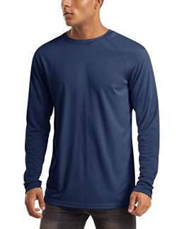 MAGCOMSEN Funktionsshirt Herren Langarm UV Shirt UPF 50+ Arbeitsshirt Atmungsaktiv Männer Sommer Wandershirt Outdoor Jogging Laufshirt für Sport Dunkelblau 2XL von MAGCOMSEN