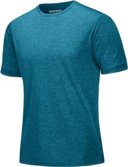 MAGCOMSEN Funktionsshirt Herren Sportshirt Kurzarm Trainingsshirt Atmungsaktiv Laufshirt Wandershirt Männer Regular Fit Fitness Shirts Funktionsshirt Pfauenblau L von MAGCOMSEN