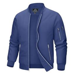 MAGCOMSEN Herbstjacke Herren Dünne Bomberjacke Leichte Windjacke Sommer Blouson Jacke Männer Übergangsjacke ohne Kapuze, Blau S von MAGCOMSEN