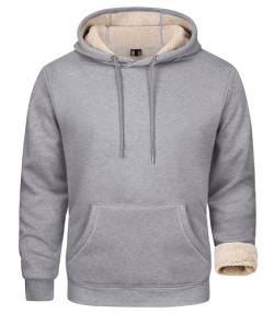 MAGCOMSEN Herren Fleece Sweatshirt Hoodie Outdoor Kapuzenpullover Long Sleeve Gefüttert Shirt Männer Winter Basic Fitnessshirts Verdickt Jogging Pulli Casual Arbeitsshirt Hellgrau S von MAGCOMSEN