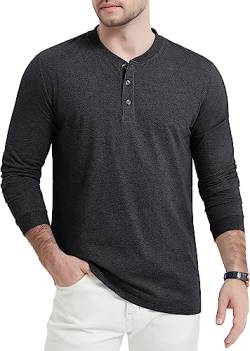 MAGCOMSEN Herren Langarmshirt Casual Henley T-Shirt Essentials Leicht Sportshirt Männer Silm Fit Oberteile Shirt Outdoor Atmungsaktiv Funktionsshirt Schwarz XL von MAGCOMSEN