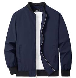 MAGCOMSEN Herren Leicht Fliegerjacke Dünne Bomber Jacke Classic Outdoor Windbreaker Männer US Militär Arbeitsjacke Casual Freizeit Sweatjacke Dunkelblau L von MAGCOMSEN