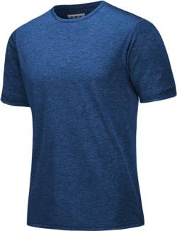 MAGCOMSEN Herren Leicht Sportshirt Quick Dry Wandershirt Stretch Atmungsaktiv Trainingsshirt Jogging Fitness T-Shirt Dunkelblau 3XL von MAGCOMSEN