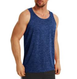 MAGCOMSEN Herren Leicht Tanktop Fitness Stringer Achselshirt Ärmelloses Elastische Trainingsshirt Herren Schnelltrocknend Muskel Tank Tops Atmungsaktiv Sport Shirt für Jogging Lässige Blau XL von MAGCOMSEN