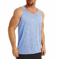 MAGCOMSEN Herren Leicht Tanktop Fitness Stringer Achselshirt Ärmelloses Elastische Trainingsshirt Herren Schnelltrocknend Muskel Tank Tops Atmungsaktiv Sport Shirt für Jogging Lässige Hellblau M von MAGCOMSEN