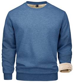 MAGCOMSEN Herren Pullover Langarmshirt Winter Rundhalsausschnitt Sweatshirt Männer Long Sleeve Crewneck Shirt Warme Gym Fleecepulli Verdickt Joggingshirt Grau Blau S von MAGCOMSEN