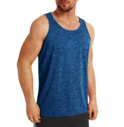 MAGCOMSEN Herren Sport Achselshirt Ärmellos Fitness Funktionsshirt Leicht Stretch Tank Tops Herren Schnell Trockend Training Oberteile Shirt Sonnenschutz Outdoor Muskelshirt Mittelblau S von MAGCOMSEN