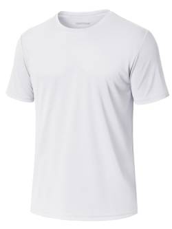 MAGCOMSEN Herren Sport Funktionsshirt UPF 50+ Shirts Atmungsaktiv Fitness T-Shirt Herren Sonnenschutz Outdoorshirts Leicht Wandershirt Weiß M von MAGCOMSEN