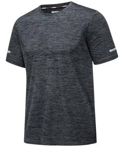 MAGCOMSEN Herren T-Shirts Sport Kurzarm Shirts Sommer Joggingshirts Quick Dry Trainingsshirt Herren Gym Funktionsshirts Leicht Stretch Tops Regular Fit Outdoor Tshirt Schwarz XL von MAGCOMSEN