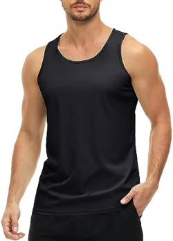 MAGCOMSEN Herren Tank T-Shirt Atmungsaktiv Muskelshirt Ärmelloses Outdoor Funktionsshirt Männer Gym Workout Tanktops Quick Dry Bodybuilding Shirts Schwarz L von MAGCOMSEN