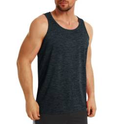 MAGCOMSEN Herren Tanktop T-Shirt Ohne Ärmel Sport Shirt Atmungsaktiv Muskelshirt Herren Leicht Fitness Unterhemd Schnell Trockend Stretch Funktionsshirts für Bodybuilding Gym Schwarz S von MAGCOMSEN