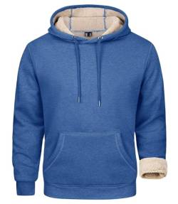 MAGCOMSEN Herren Thermo Pullover Hoodie Lässige Basic Sweatshirt Langarm Kapuzenpulli Winter Casual Top Männer Herbst Arbeit Laufpullover Gefüttert Oberteile mit Kängurutasche Grau Blau L von MAGCOMSEN