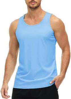 MAGCOMSEN Herren Training Achselshirt Ärmellos Fitness Sporttops Leicht Stretch Tank Tops Männer Schnelltrocknend Lässige Oberteile Shirt UV Outdoor Muskelshirt Blau L von MAGCOMSEN