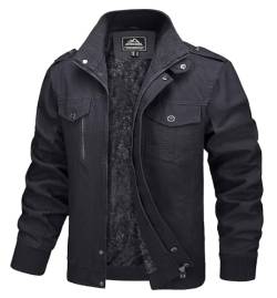 MAGCOMSEN Herren Übergangsjacke Winter Fliegerjacke Cargo Feldjacke Outdoor Windjacke Herren Army Feldjacke Baumwolle Parka Jacke Bikerjacke für Männer Grau 3XL von MAGCOMSEN