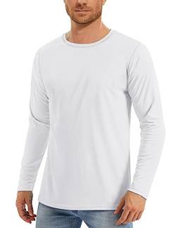 MAGCOMSEN Herren UV Langarmshirt UPF 50+ Sonnenschutz Outdoorshirt Schnelltrocknend Sport Funktionsshirt Männer Sommer Fitness Shirt Regular Fit Atmungsaktiv Rash Guard Weiß 3XL von MAGCOMSEN